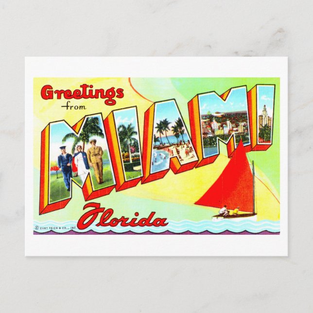 Vintage Greetings from Miami, Florida, Postcard (Front)