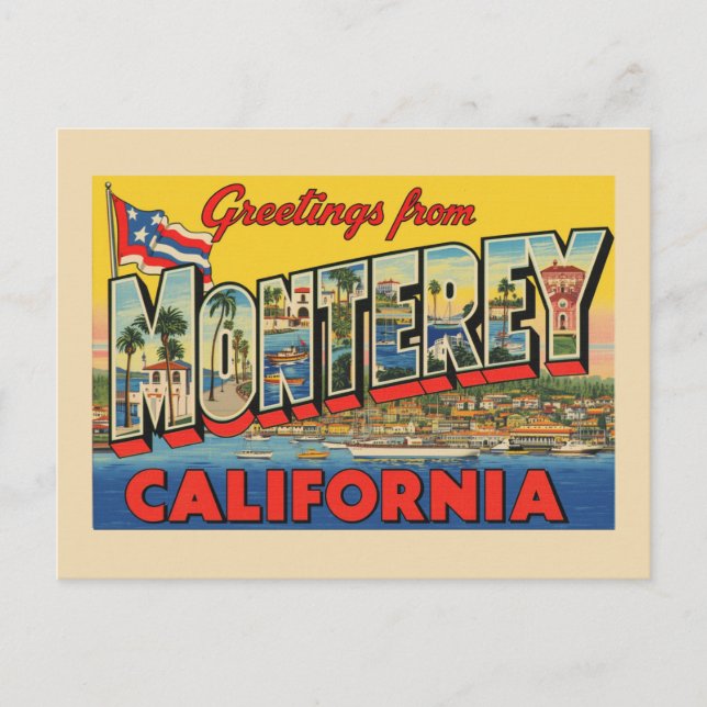Vintage "Greetings from Monterey, California" Postcard (Front)