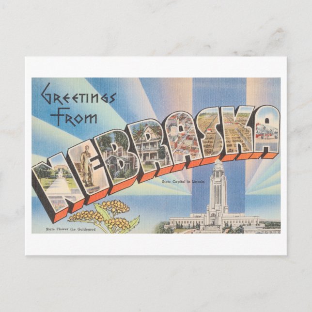 Vintage Greetings from Nebraska Postcard (Front)