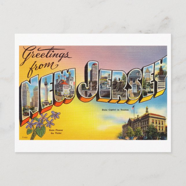 Vintage Greetings from New Jersey Postcard (Front)