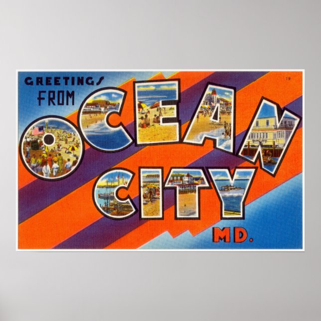 Vintage Greetings From Ocean City Maryland Poster (Front)