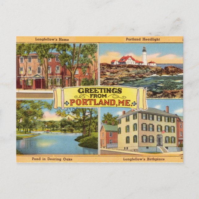 Vintage Greetings from Portland, Maine Postcard (Front)