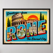 Vintage Greetings from Rome Poster