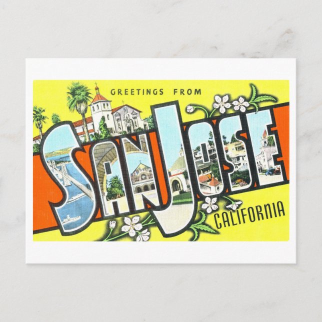Vintage Greetings from San Jose, California, Postcard (Front)