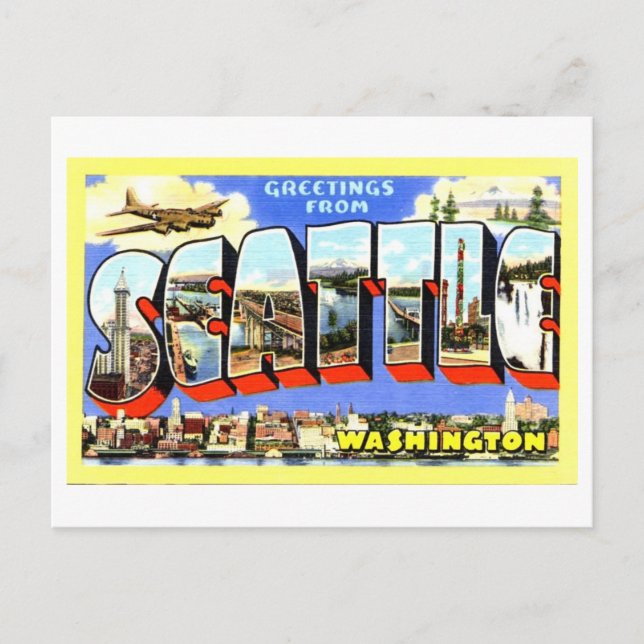 Vintage Greetings from Seattle, Washington Postcard (Front)