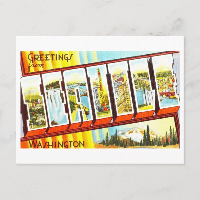 Vintage Greetings from Seattle, Washington Postcard (Front)