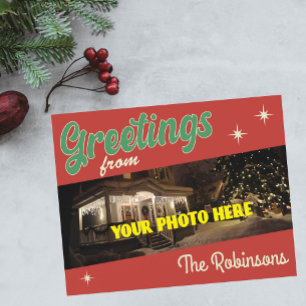 Vintage "Greetings from" style Christmas  Postcard