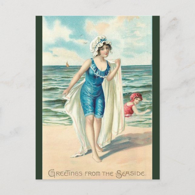 Vintage Greetings From the Seaside Postcard (Front)