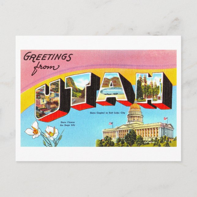 Vintage Greetings from Utah Postcard (Front)