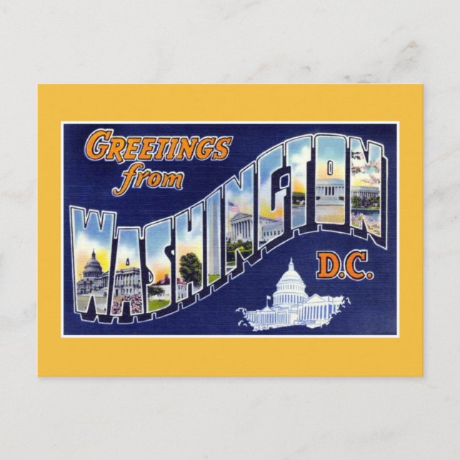 Vintage greetings from Washington DC Postcard (Front)