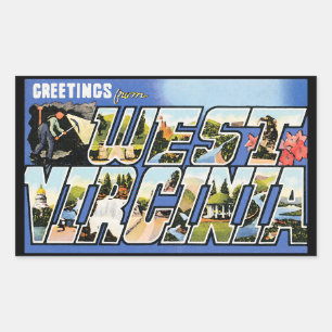 Vintage Greetings from West Virginia Rectangular Sticker