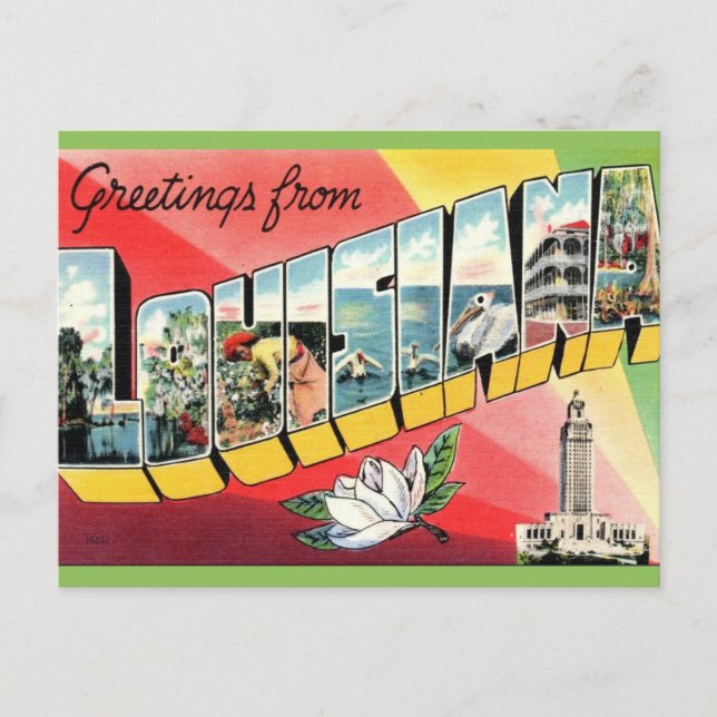 Vintage Greetings Louisiana  Postcard (Front)