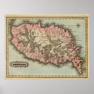 Vintage Grenada Island Map (1823) Poster