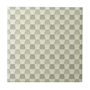 Vintage Grey Beige Embossed Pattern Ceramic Tile