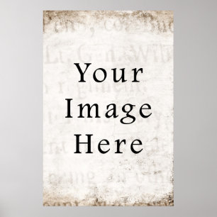 Vintage Grey Brown Tan Script Text Parchment Paper Poster
