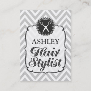 Vintage Grey Chevron Hair Stylist Appointment Card