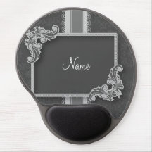 Vintage Grey Damask Personalised Gel Mousepad