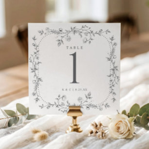 Vintage Grey French Floral Wedding Table Numbers