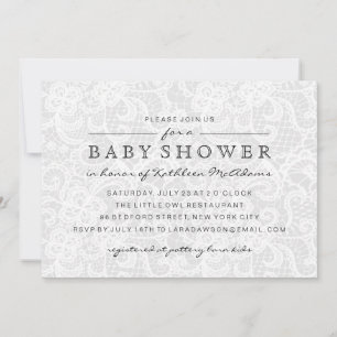Vintage Grey Lace Baby Shower Invitation
