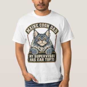 Vintage Grey Maine Coon Dad Cat Supervisor T-Shirt