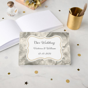 Vintage Grey Marble Wedding Guest Book Gift