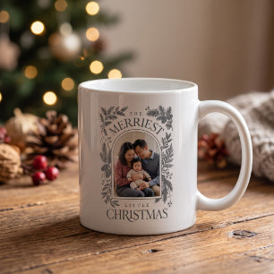 Vintage Grey Merriest Christmas Two Photo Coffee Mug