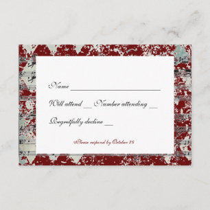 Vintage Grey Red Chevron Music rsvp with envelopes