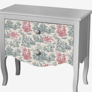 Vintage Grey Red Toile de Jouy Floral Tissue Paper