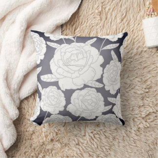 Vintage Grey Rose Cushion