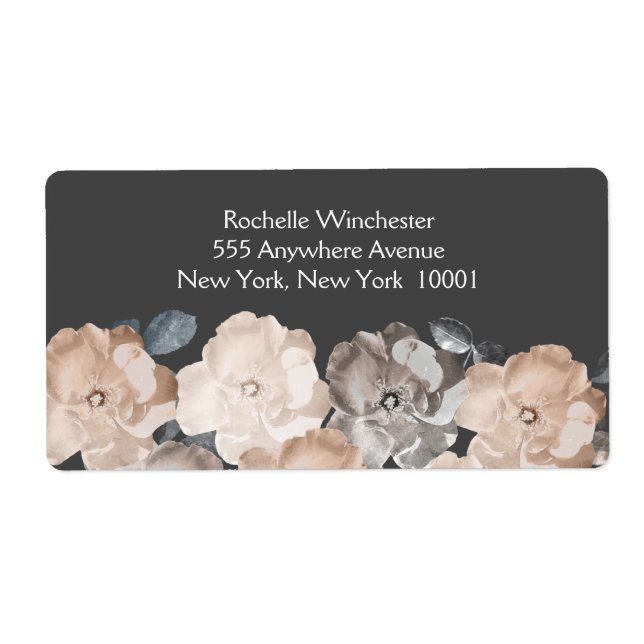 Vintage Grey Roses Wedding Address Labels (Front)