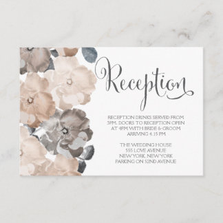 Vintage Grey Roses Wedding Reception Cards