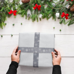  Vintage Grey Winter Christmas Snowflakes  Satin Ribbon