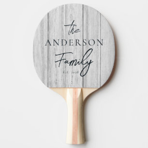 Vintage Grey Wood Boards Hand Written Family Name Ping Pong Paddle