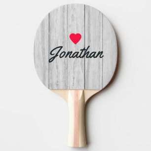 Vintage Grey Wood Boards Vintage Heart Signature Ping Pong Paddle