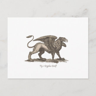 Vintage griffin (gryphus greiff) illustration. postcard