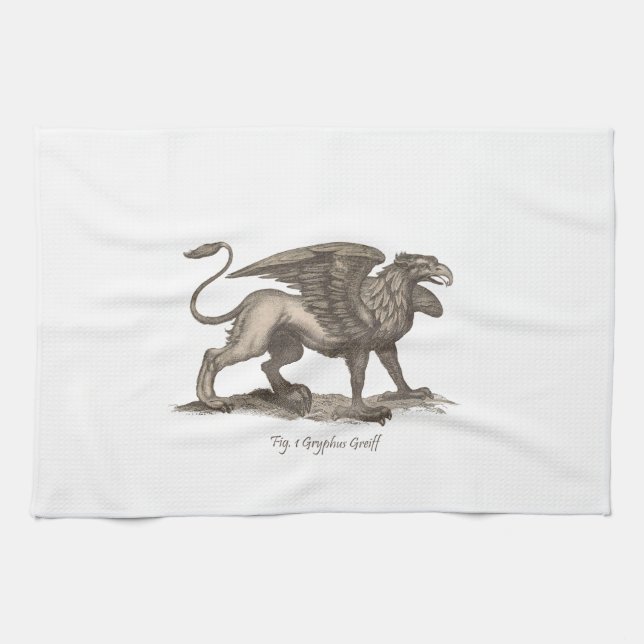 Vintage griffin (gryphus greiff) illustration. tea towel (Horizontal)