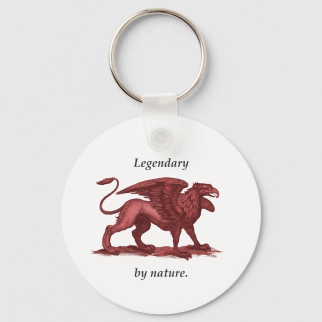 Vintage griffin illustration, legendary by nature key ring (Front)