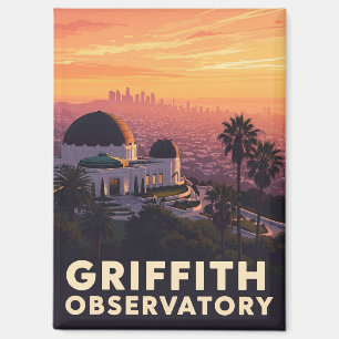 Vintage Griffith Observatory Los Angeles Sunset Magnet