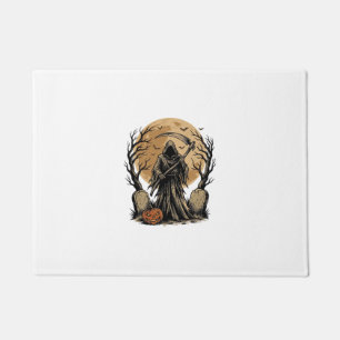Vintage Grim Reaper Halloween Moon Vector Design_1 Doormat