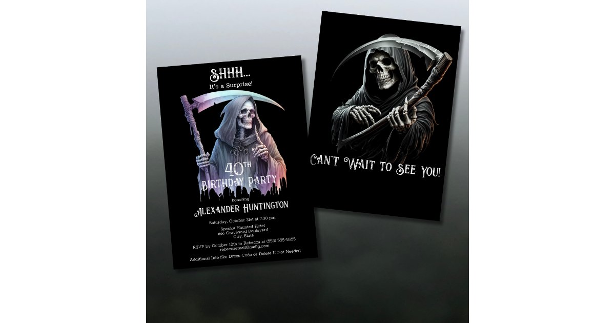 Vintage Grim Reaper Surprise 40th Birthday Party Invitation | Zazzle
