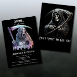 Vintage Grim Reaper Surprise 45th Birthday Party Invitation<br><div class="desc">Mark your 45th birthday with a chilling twist using this Vintage Grim Reaper Surprise 45th Birthday Invitation, perfect for those who love Halloween, horror, and all things spooky. Featuring a Grim Reaper draped in dark grey, purple, and red, holding a scythe and making a "Shhh" gesture, it’s an ideal way...</div>