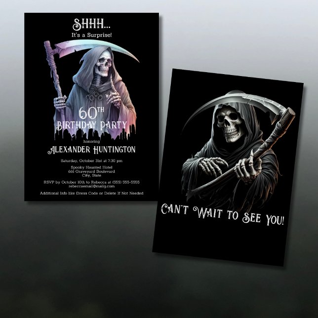 Vintage Grim Reaper Surprise 60th Birthday Party Invitation (Creator Uploaded)