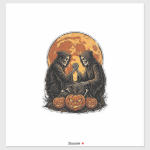 Vintage Grim Reapers Halloween Pumpkin Vector Desi