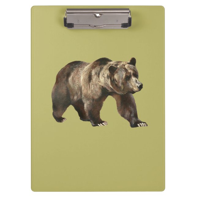 Vintage Grizzly Bear Clipboard (Front)