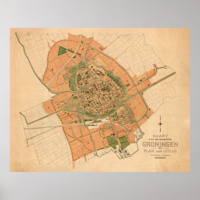 Vintage Groningen Netherlands Map (1903) Poster (Front)