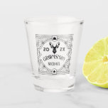 Vintage Groomsmen Deer Head Modern Geometric Shot Glass<br><div class="desc">Celebrate your special day with this exquisite Victorian-inspired Groomsmen Gifts, the perfect blend of classic elegance and contemporary flair. These meticulously designed merchandises are a customised and personalised gift that adds a touch of sophistication to weddings, bachelor parties, engagement parties, and beyond. Each product can be personalised with your groomsmen's...</div>