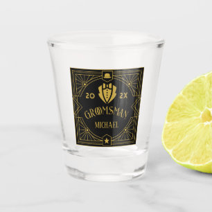 Vintage Groomsmen Victorian Style Modern Monogram Shot Glass