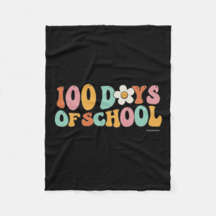 Vintage Groovy 100 Days Of School For Teacher Stud Fleece Blanket