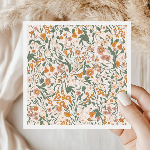 Vintage Groovy Boho Floral Bridal Shower Napkin