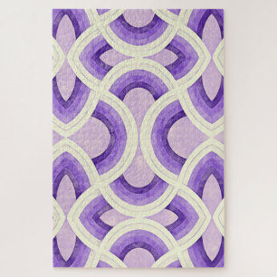 Vintage Groovy Design In Lilac Amethyst Orchid Jigsaw Puzzle